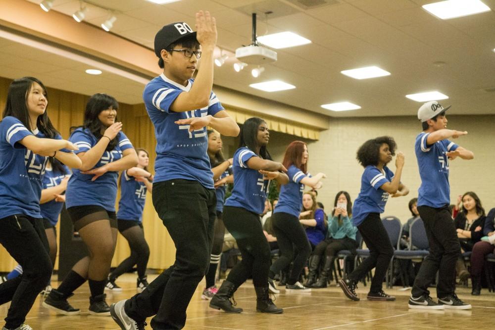 GVL / Sara Carte
The dance group K-GE performs during the Asian New Year Festival 2016, sponsored by the Asian Student Union and the Office of Multicultural Affaris, in the Kirkhof Center on Thursday, Feb. 4, 2016.