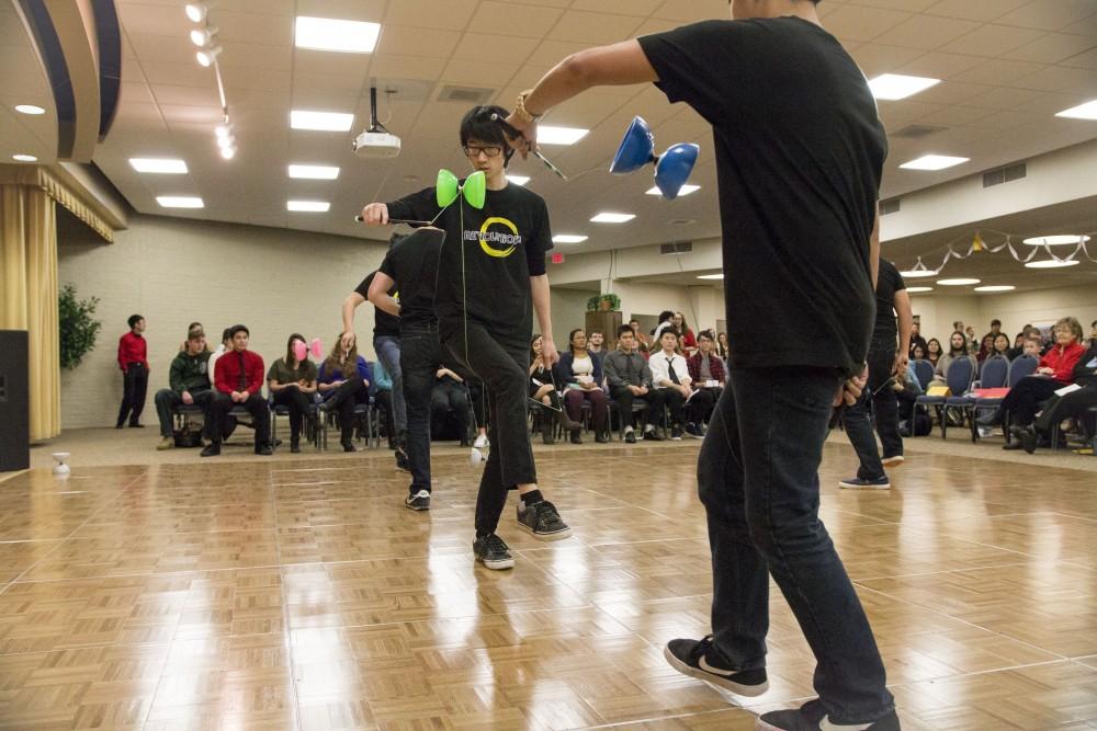 GVL / Sara Carte
The dance group Revolution performs with yo-yo’s during the Asian New Year Festival 2016, sponsored by the Asian Student Union and the Office of Multicultural Affaris, in the Kirkhof Center on Thursday, Feb. 4, 2016.