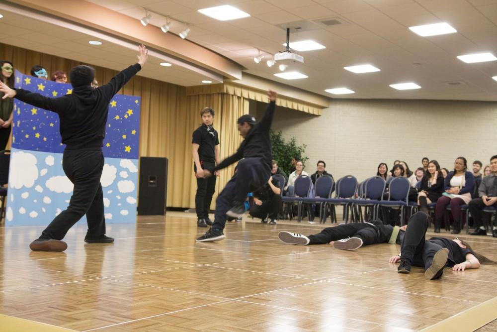 GVL / Sara Carte
The Asian Student Union performs their skit performance during the Asian New Year Festival 2016, sponsored by the Asian Student Union and the Office of Multicultural Affaris, in the Kirkhof Center on Thursday, Feb. 4, 2016.