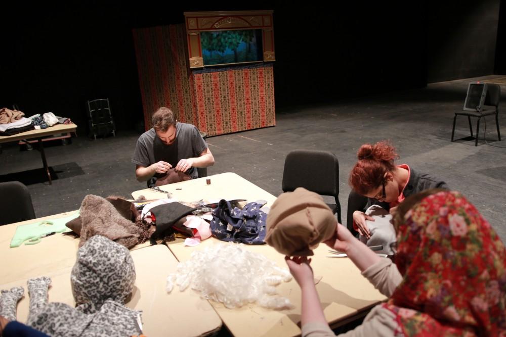 GVL / Sara Carte - Grand Valley students make puppets during the puppet show workshop in the Louis Armstrong Theatre in the Perfroming Arts Center on Friday, Feb. 19, 2016.