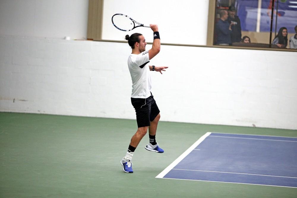 GVL / Emily Frye
Sophomore Alex Van De Steenoven returns a serve against Daemen College on Feb. 14, 2016.