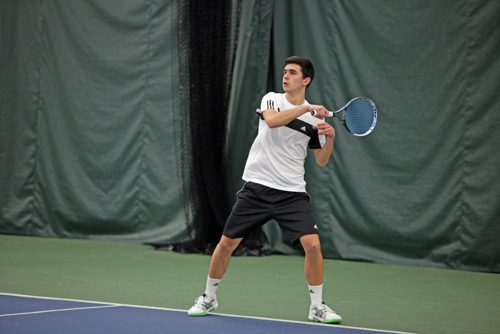 GVL / Emily Frye
Freshman Nick Urban prepares to serve on Friday Feb. 19, 2016.