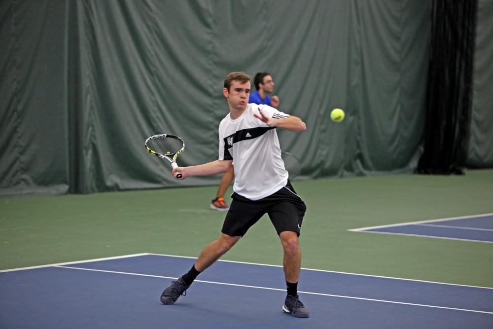 GVL / Emily Frye 
Junior Zach Phillips against Davenport University on Friday Feb. 19, 2016.