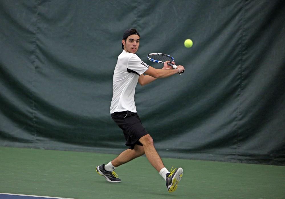 GVL / Emily Frye 
Junior Jack Heiniger against Davenport University on Friday Feb. 19, 2016.