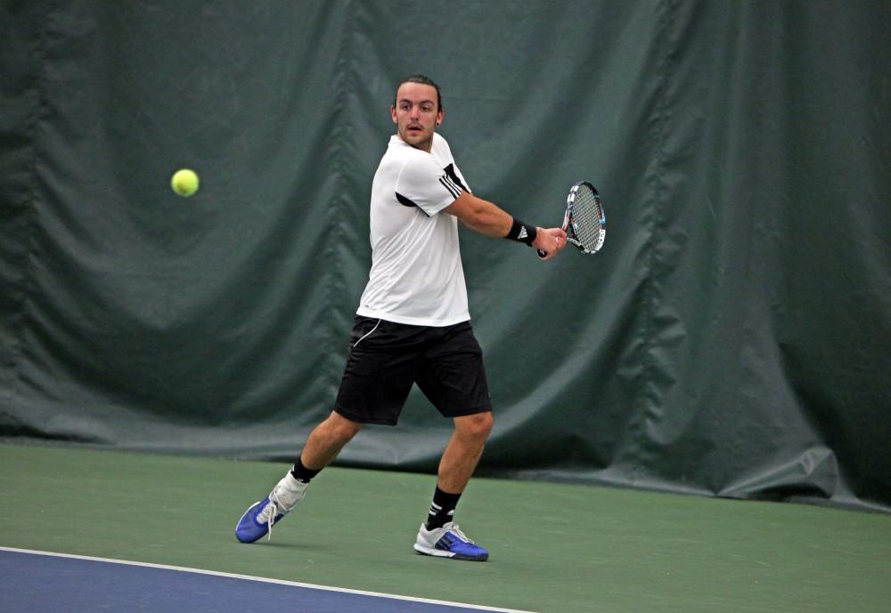 GVL / Emily Frye 
Junior Jack Heiniger against Davenport University on Friday Feb. 19, 2016.