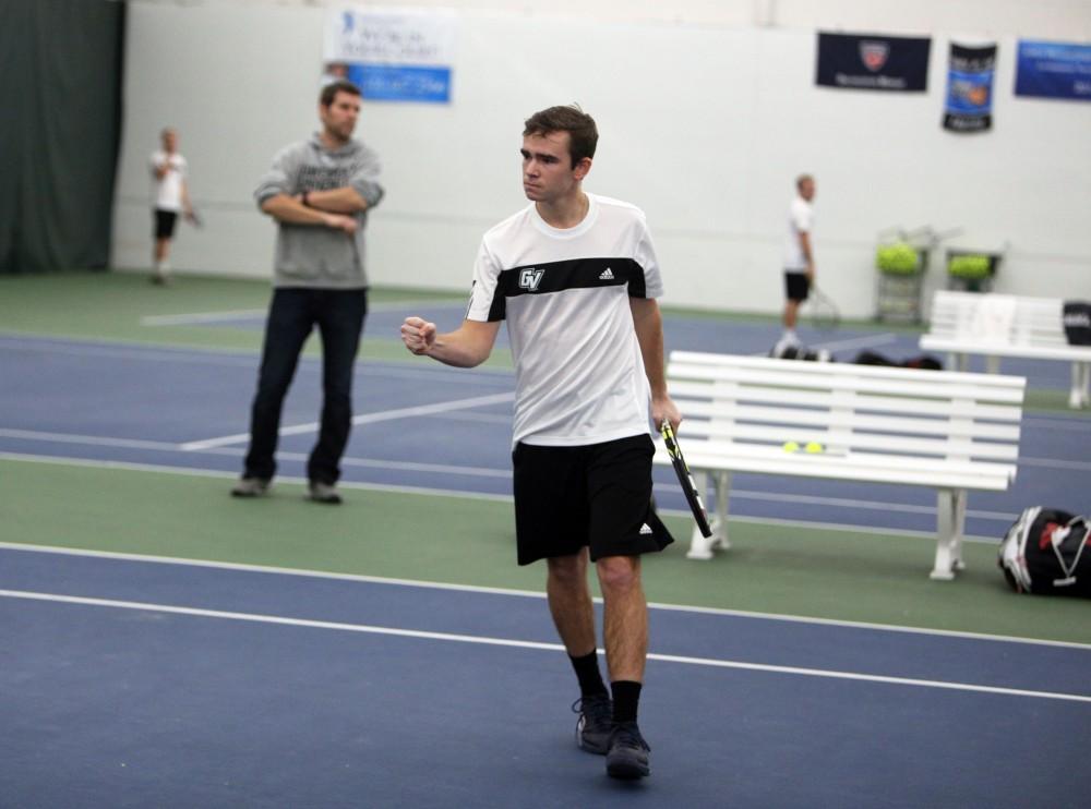 GVL / Emily Frye 
Junior Jack Heiniger against Davenport University on Friday Feb. 19, 2016.