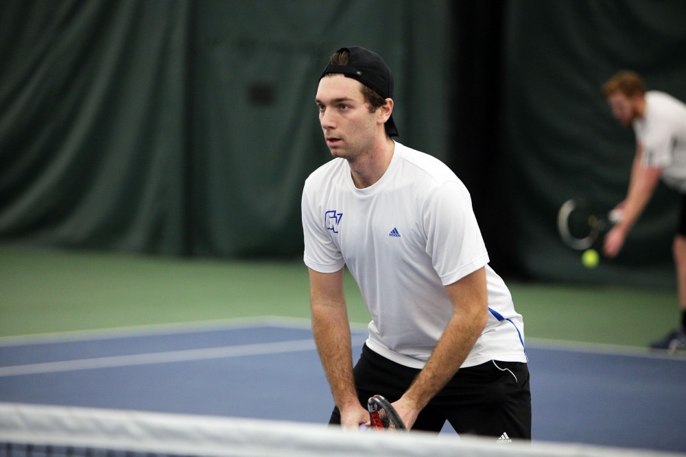 GVL / Emily Frye 
Senior Michael Kaye against Davenport University on Friday Feb. 19, 2016.