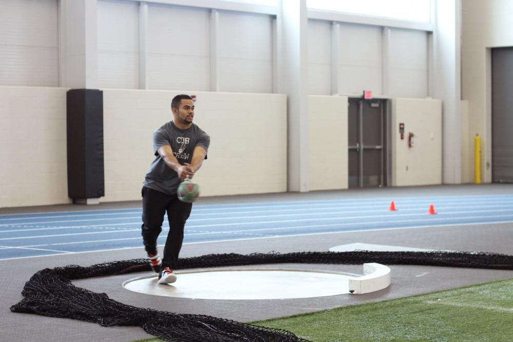 Darien Thornton practices on Feb. 4 in Allendale, MI. 