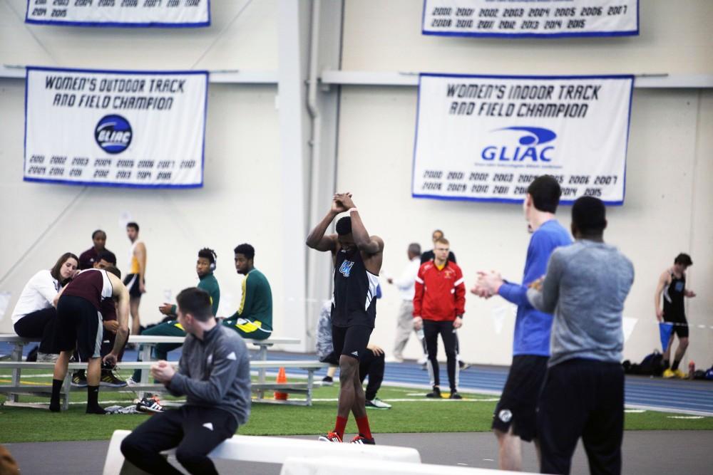 GVL / Emily Frye
The entire arena erupts in cheering while senior Tor'i Brooks prepares for the high jump on Friday, Feb. 19, 2016.