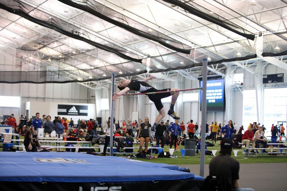 GVL / Emily Frye
Freshman Hunter Weeks takes on the high jump on Friday, Feb. 19, 2016.