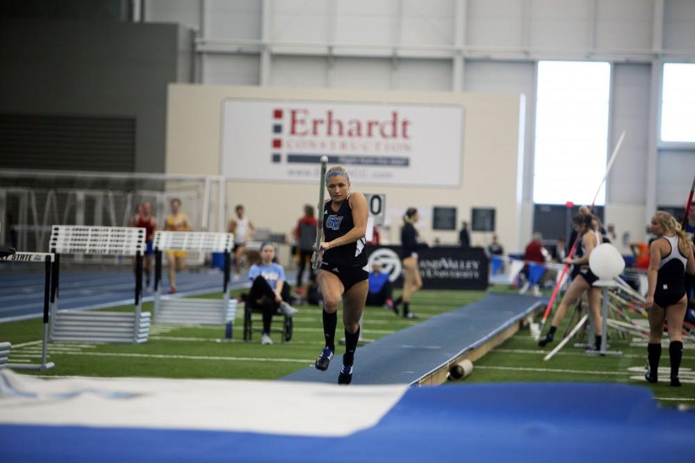 GVL / Emily Frye
Senior Michaila Lawcock takes on the pole vault on Friday, Feb. 19, 2016.