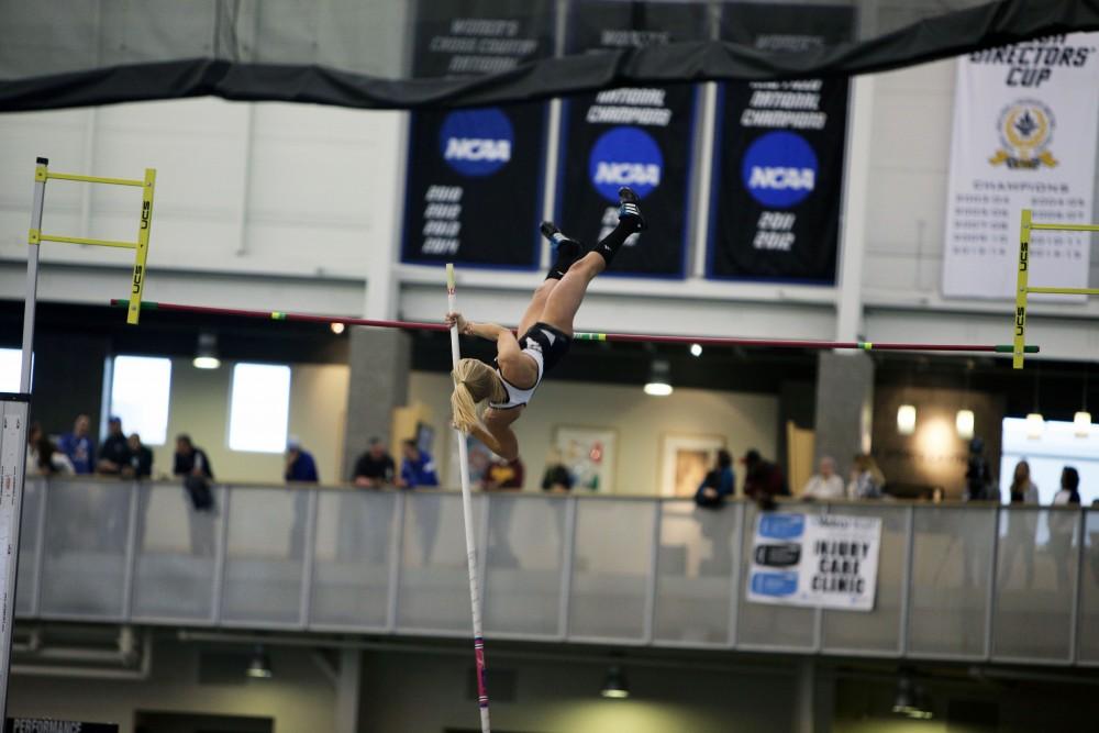 GVL / Emily Frye
Senior Whitney Bice takes on the pole vault on Friday, Feb. 19, 2016.