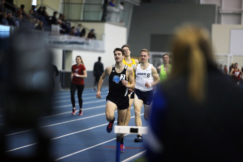 GVL / Emily Frye
R-Freshman Ethan Davenport races to the finish line on Friday, Feb. 19, 2016.