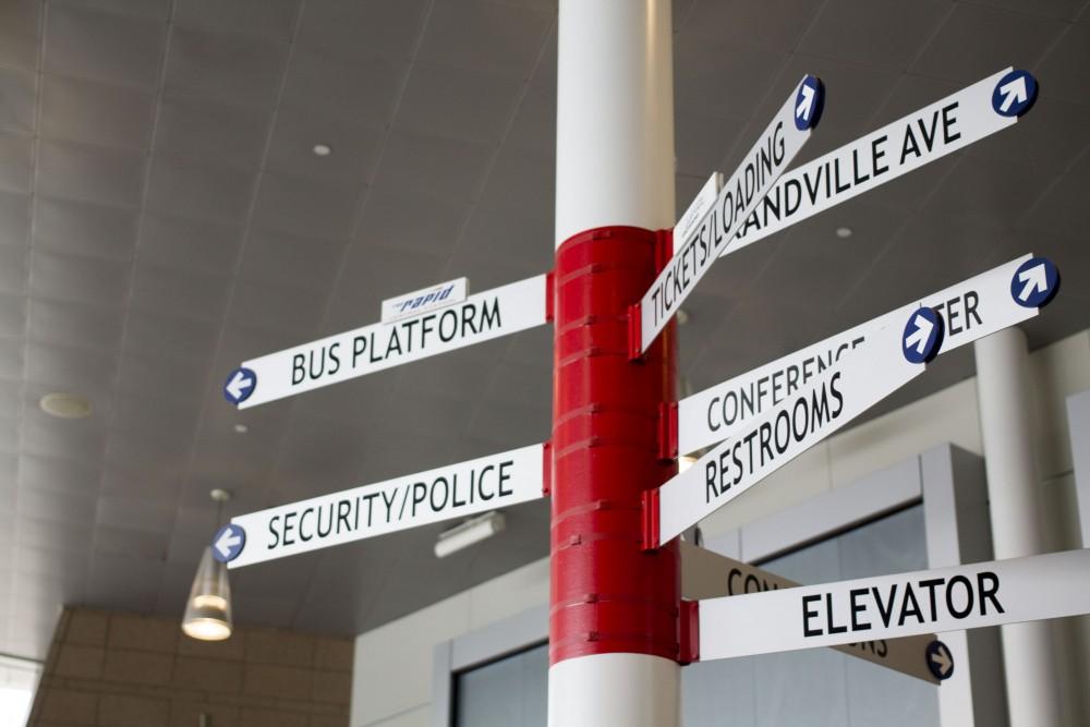 GVL / Sara Carte - Indoor signs help people navigate around the Grand Rapids Amtrak Station on Monday, Feb. 29, 2016.