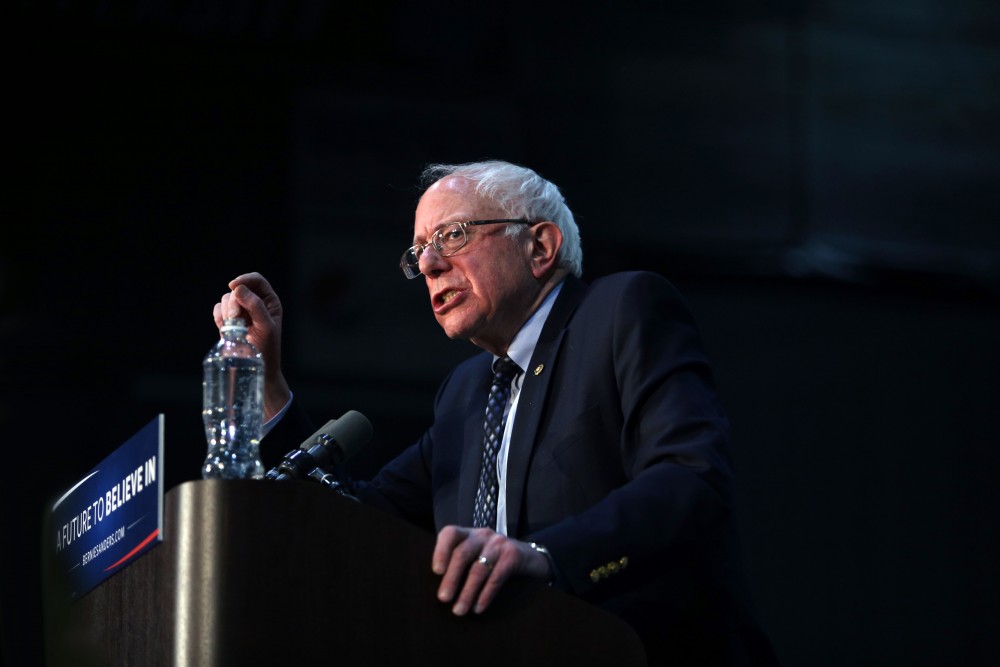 GVL / Emily Frye
Democratic Presidential Candidate Bernie Sanders makes a last minute stop at Grand Valley State University on Friday Mar. 4, 2016. Sanders is trying to pull all of his supporters to the voting polls before Tuesday's primary election. 