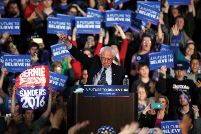 GVL / Emily Frye  
Democratic Presidential Candidate Bernie Sanders makes a surprise visit to Grand Valley State University on Fri. Mar. 4, 2016.