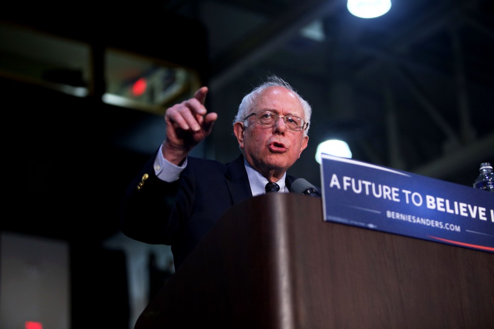 GVL / Emily Frye
Democratic Presidential Candidate Bernie Sanders makes a last minute stop at Grand Valley State University on Friday Mar. 4, 2016. Sanders is trying to pull all of his supporters to the voting polls before Tuesday's primary election. 