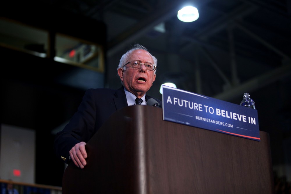 GVL / Emily Frye
Democratic Presidential Candidate Bernie Sanders makes a last minute stop at Grand Valley State University on Friday Mar. 4, 2016. Sanders is trying to pull all of his supporters to the voting polls before Tuesday's primary election. 