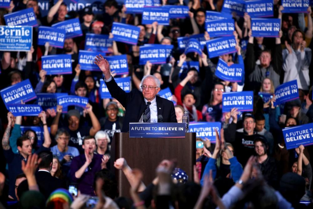 GVL / Emily Frye
Democratic Presidential Candidate Bernie Sanders makes a last minute stop at Grand Valley State University on Friday Mar. 4, 2016. Sanders is trying to pull all of his supporters to the voting polls before Tuesday's primary election. 