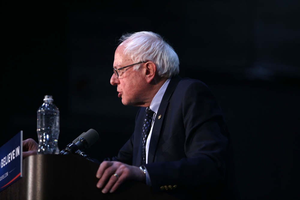 GVL / Emily Frye
Democratic Presidential Candidate Bernie Sanders makes a last minute stop at Grand Valley State University on Friday Mar. 4, 2016. Sanders is trying to pull all of his supporters to the voting polls before Tuesday's primary election. 