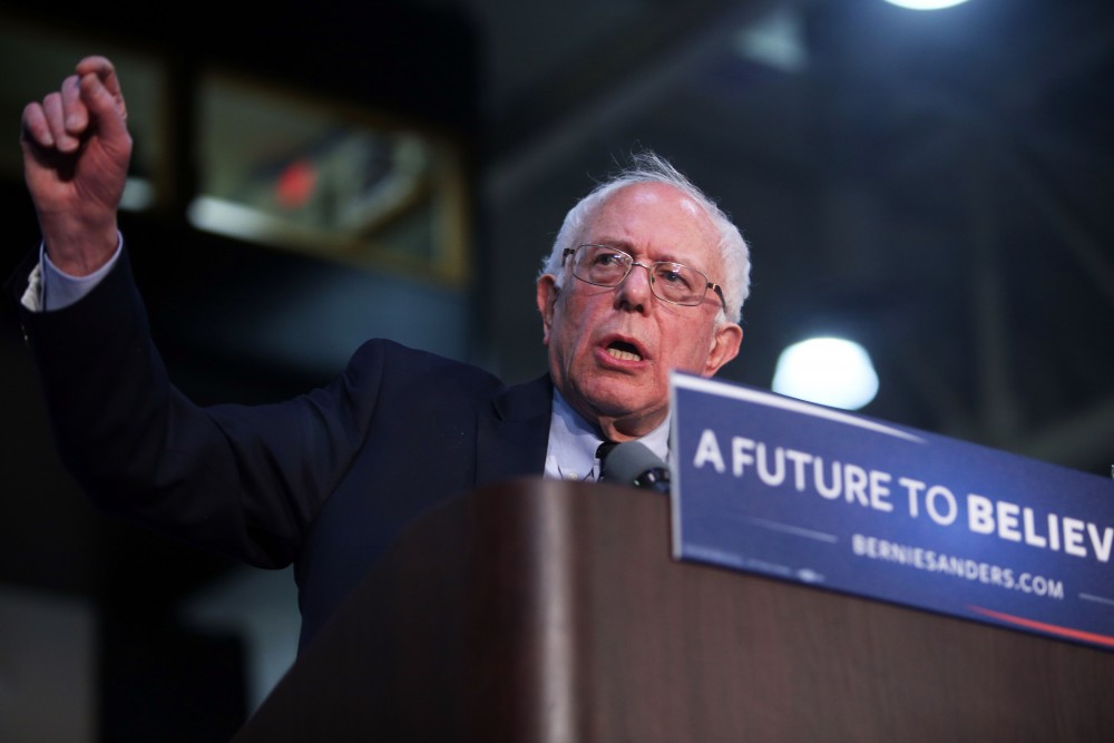 GVL / Emily Frye
Democratic Presidential Candidate Bernie Sanders makes a last minute stop at Grand Valley State University on Friday Mar. 4, 2016. Sanders is trying to pull all of his supporters to the voting polls before Tuesday's primary election. 