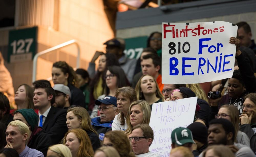 GVL / Kevin Sielaff - United States Senator and Democratic presidential hopeful Bernie Sanders speaks on Wednesday, March 2, 2016 at Michigan State University's Breslin Student Events Center.