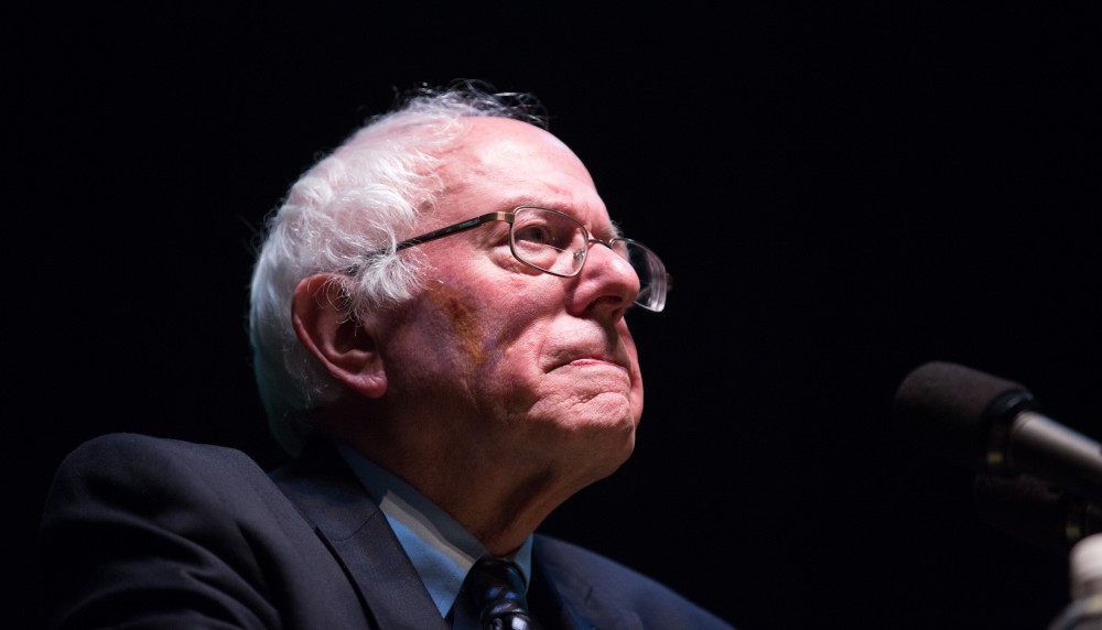 GVL / Kevin Sielaff - United States Senator and Democratic presidential hopeful Bernie Sanders speaks on Wednesday, March 2, 2016 at Michigan State University's Breslin Student Events Center.