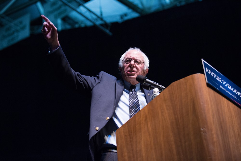 GVL / Kevin Sielaff - United States Senator and Democratic presidential hopeful Bernie Sanders speaks on Wednesday, March 2, 2016 at Michigan State University's Breslin Student Events Center.