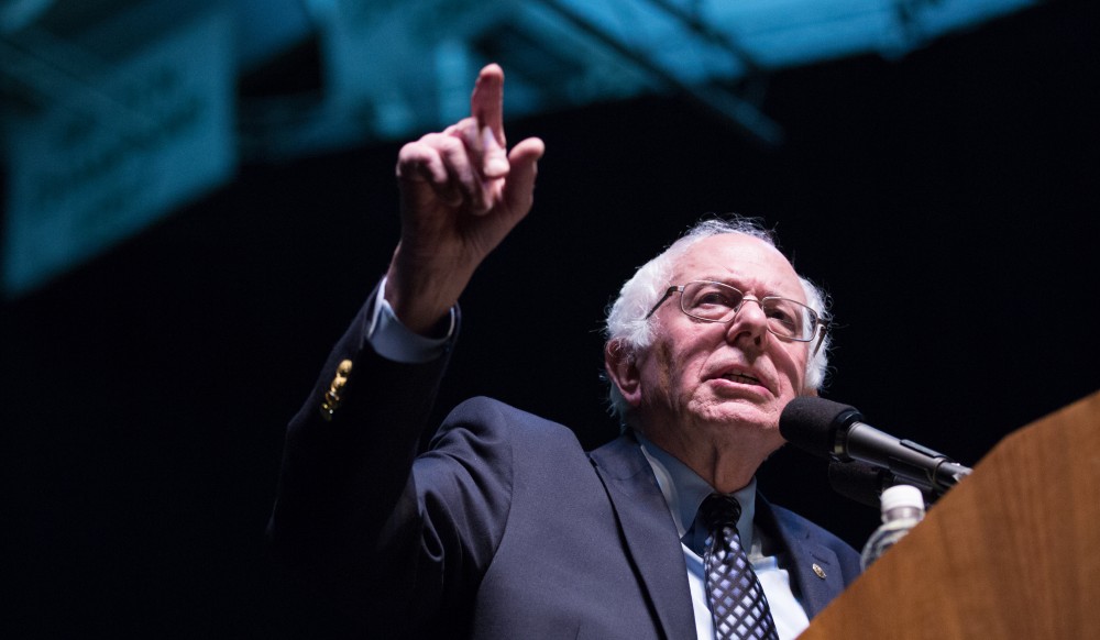 GVL / Kevin Sielaff - United States Senator and Democratic presidential hopeful Bernie Sanders speaks on Wednesday, March 2, 2016 at Michigan State University's Breslin Student Events Center.