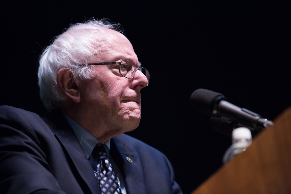 GVL / Kevin Sielaff - United States Senator and Democratic presidential hopeful Bernie Sanders speaks on Wednesday, March 2, 2016 at Michigan State University's Breslin Student Events Center.