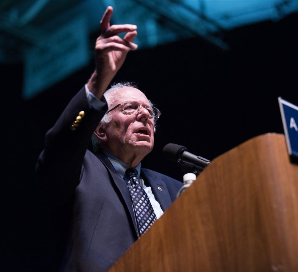 GVL / Kevin Sielaff - United States Senator and Democratic presidential hopeful Bernie Sanders speaks on Wednesday, March 2, 2016 at Michigan State University's Breslin Student Events Center.