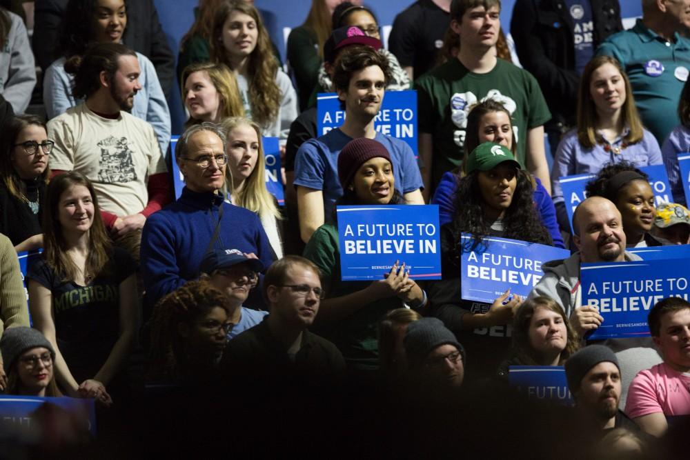 GVL / Kevin Sielaff - United States Senator and Democratic presidential hopeful Bernie Sanders speaks on Wednesday, March 2, 2016 at Michigan State University's Breslin Student Events Center.