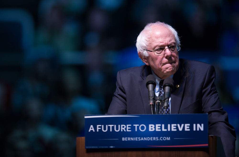 GVL / Kevin Sielaff - United States Senator and Democratic presidential hopeful Bernie Sanders speaks on Wednesday, March 2, 2016 at Michigan State University's Breslin Student Events Center.