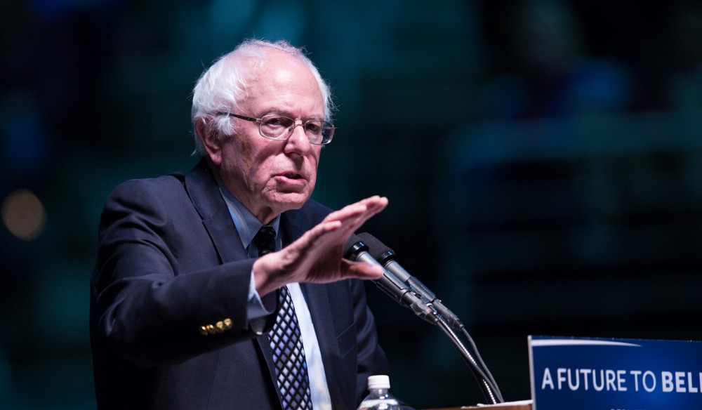 GVL / Kevin Sielaff - United States Senator and Democratic presidential hopeful Bernie Sanders speaks on Wednesday, March 2, 2016 at Michigan State University's Breslin Student Events Center.