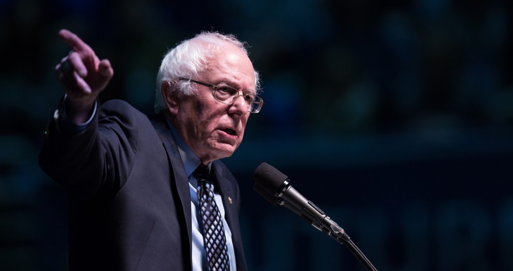 GVL / Kevin Sielaff - United States Senator and Democratic presidential hopeful Bernie Sanders speaks on Wednesday, March 2, 2016 at Michigan State University's Breslin Student Events Center.