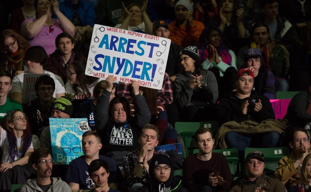 GVL / Kevin Sielaff - United States Senator and Democratic presidential hopeful Bernie Sanders speaks on Wednesday, March 2, 2016 at Michigan State University's Breslin Student Events Center.