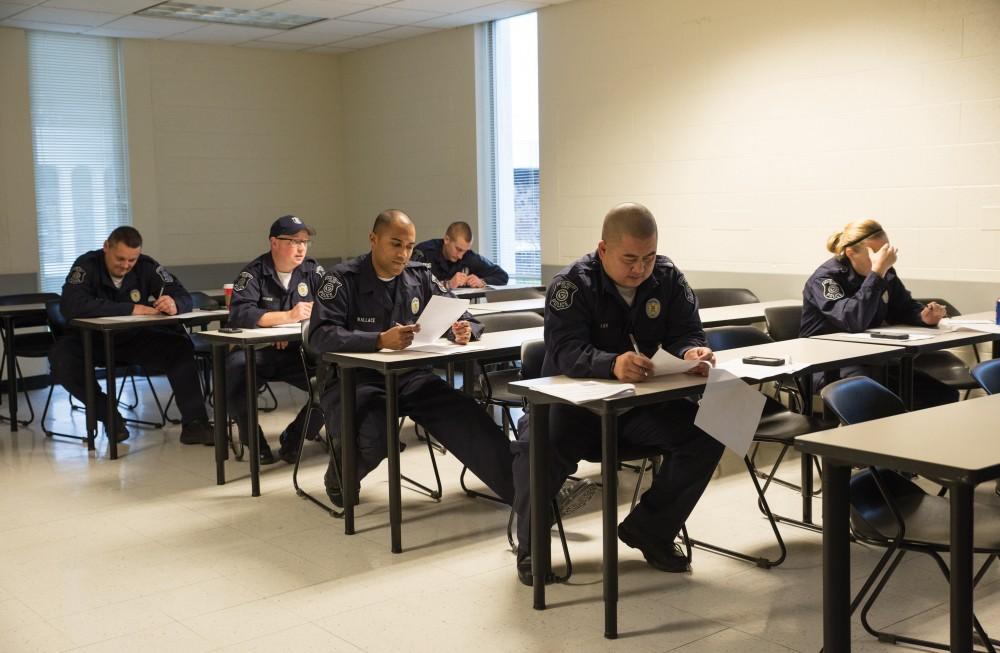 GVL / Luke HolmesGVPD police training within Lake Huron Hall Dec. 12, 2015.