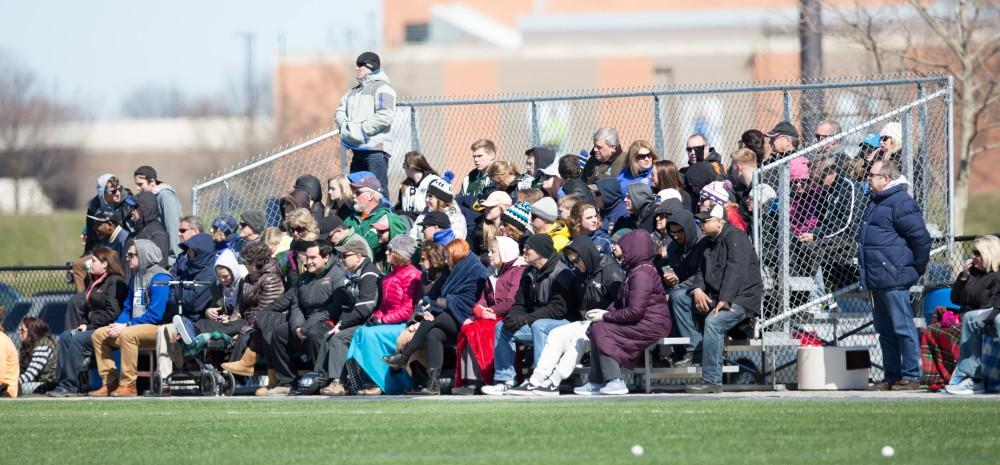 GVL / Kevin Sielaff – Grand Valley’s men’s lacrosse team squares off against Siena Heights University Sunday, March 20, 2016 in Allendale.