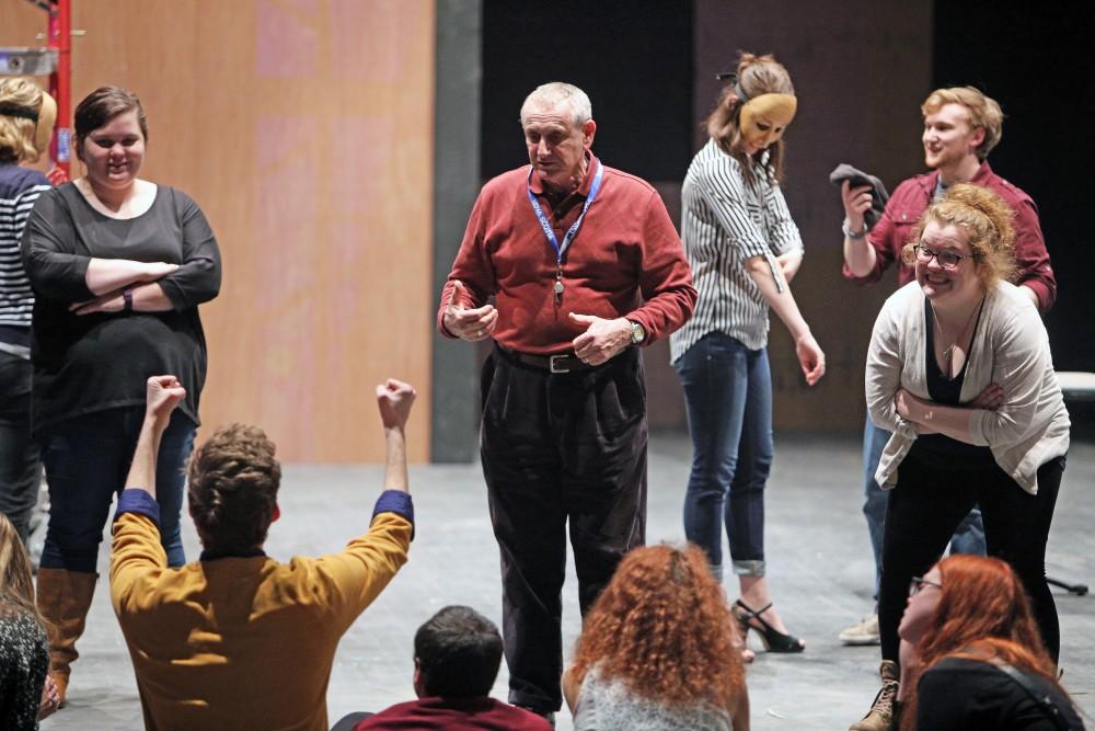 GVL / Emily Frye 
The cast and crew from the upcoming play "Six Characters Theater Performance" gather together before rehearsal on Thursday Mar. 24, 2016. 