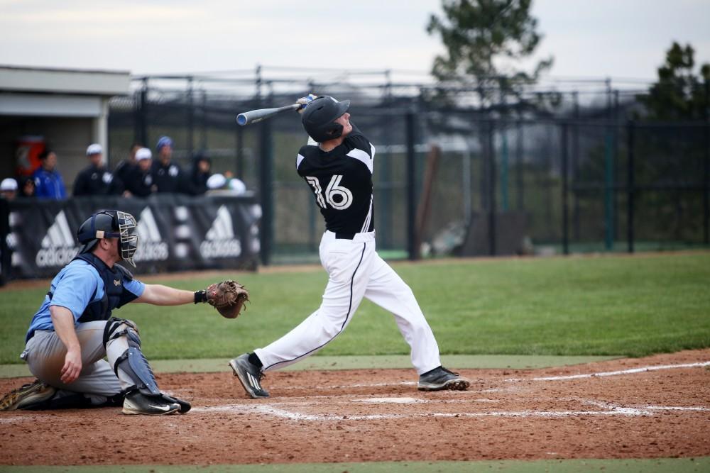 GVL / Emily Frye    
Sophomore Connor Glik steps up to the plate against Northwood University on Wednesday April 13, 2016.