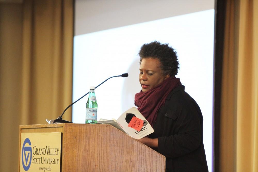 GVL / Kasey Garvelink - Claudia Rankine presented parts of her book at the community read event on Apr. 7, 2016 in Allendale. 