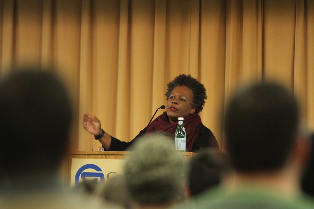 GVL / Kasey Garvelink - Claudia Rankine presented to students and faculty on Apr. 7, 2016 in Allendale. 