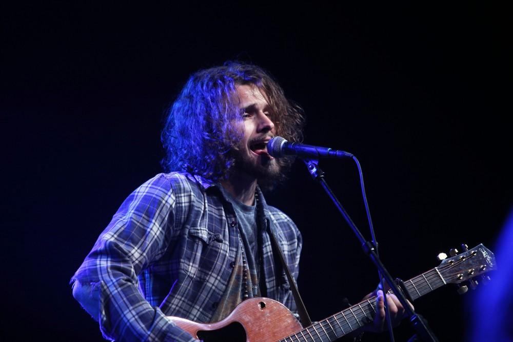 GVL / Emily Frye 
American Country Music singer Joel Crouse hits the stage at Grand Valley State University on Thursday April 7, 2016. 