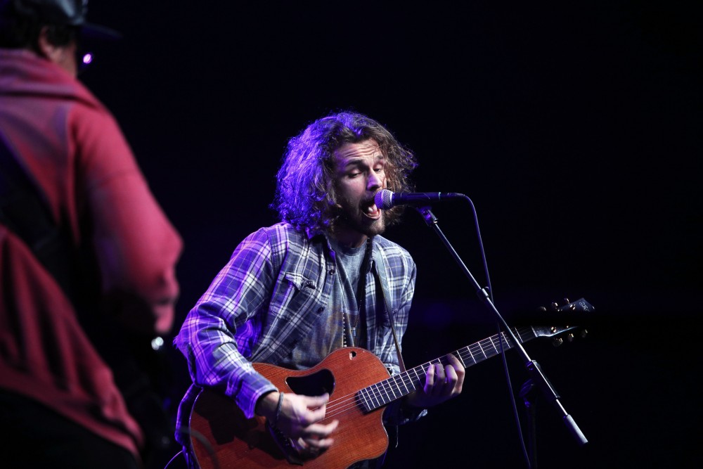 GVL / Emily Frye 
American Country Music singer Joel Crouse hits the stage at Grand Valley State University on Thursday April 7, 2016. 