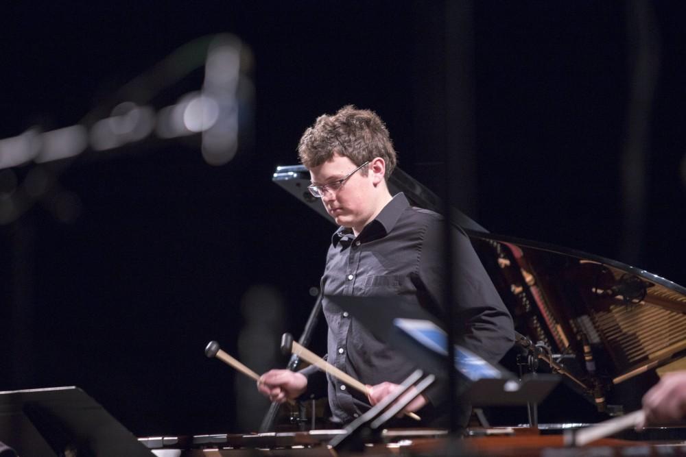 GVL / Sara Carte - Kelly Smith performs at the GVSU New Music Ensemble 10th Anniversary Concert to begin at the Peter Martin Wege Theatre in Grand Rapids on Saturday, Apr. 2, 2016.