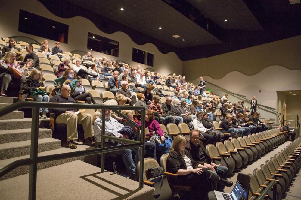 GVL / Sara Carte - The audience waits for the GVSU New Music Ensemble 10th Anniversary Concert to begin at the Peter Martin Wege Theatre in Grand Rapids on Saturday, Apr. 2, 2016.