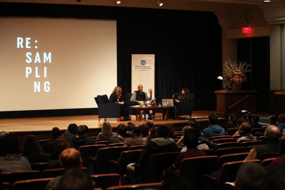 GVL / Emily Frye
(From left to right) Jill Casid, Paul Miller (aka DJ Spooky), and Nayda Collazo-Llorens discusses the topic of sampling on Wednesday April 6, 2016. 