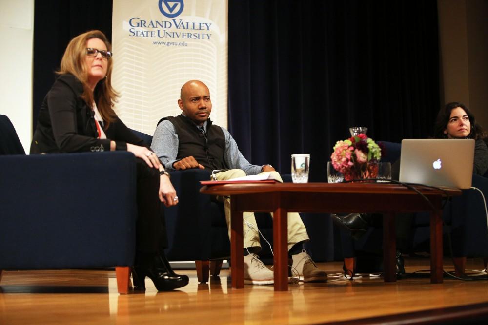 GVL / Emily Frye
(From left to right) Jill Casid, Paul Miller (aka DJ Spooky), and Nayda Collazo-Llorens discusses the topic of sampling on Wednesday April 6, 2016. 