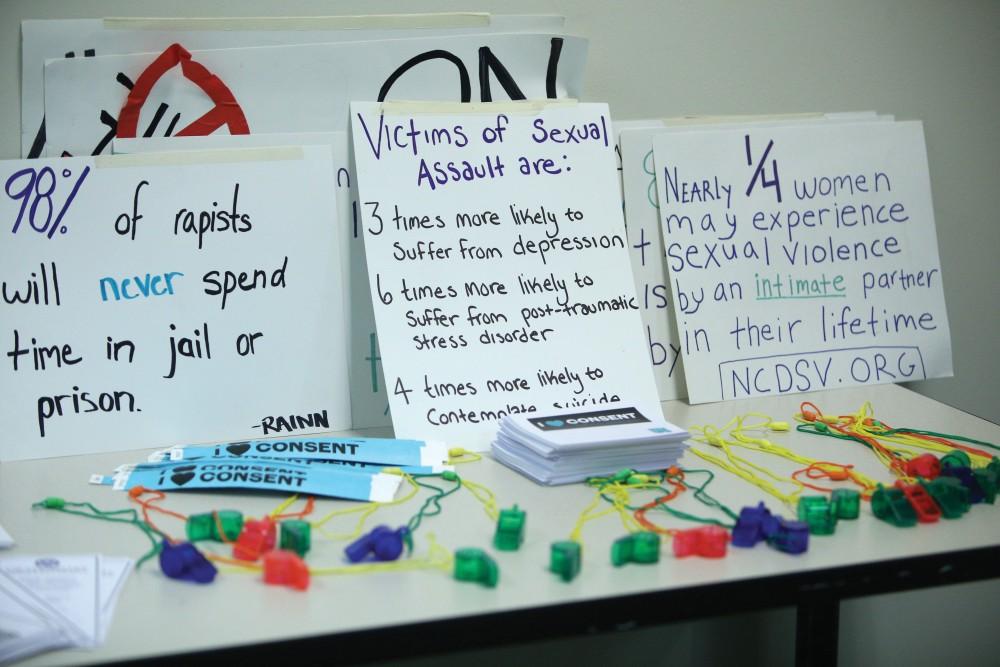 GVL / Emily Frye   
The Grand Valley State University group Eyes Wide Open, hosted the annual "Take Back The Night" event which addressed sexual assult and those affected by it on Monday April 11, 2016.