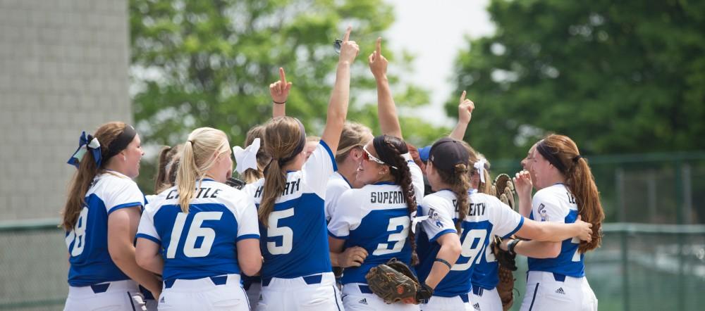 GVL / Kevin Sielaff - Grand Valley State squares off against Wayne State in the second game of the Midwest Super Regional tournament. The Lakers came out with the victory with a final score of 1-0 on Thursday, May 12, 2016 in Detroit, MI. 